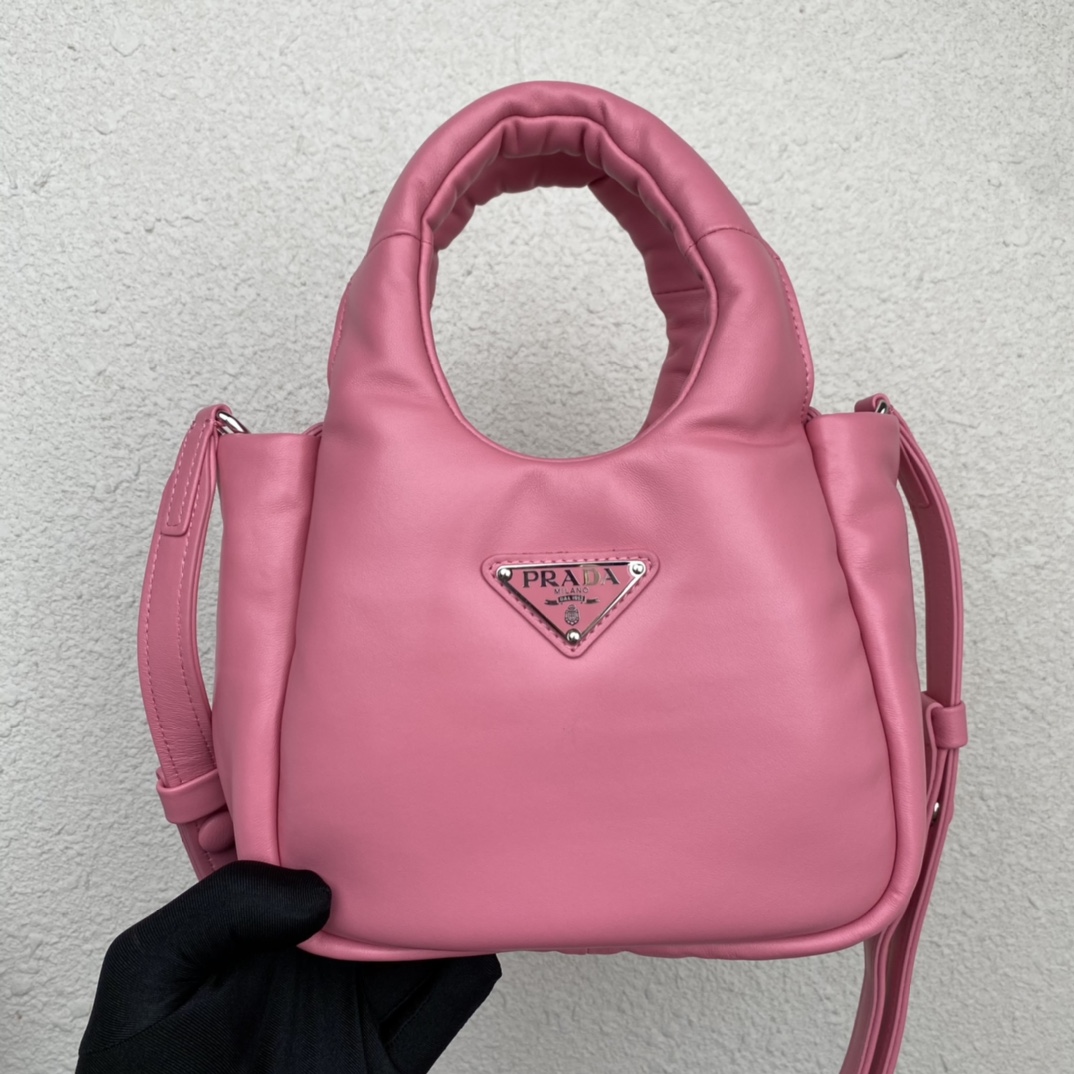 Prada Small Padded Soft Nappa Leather Bag Tote Pink 1BA359